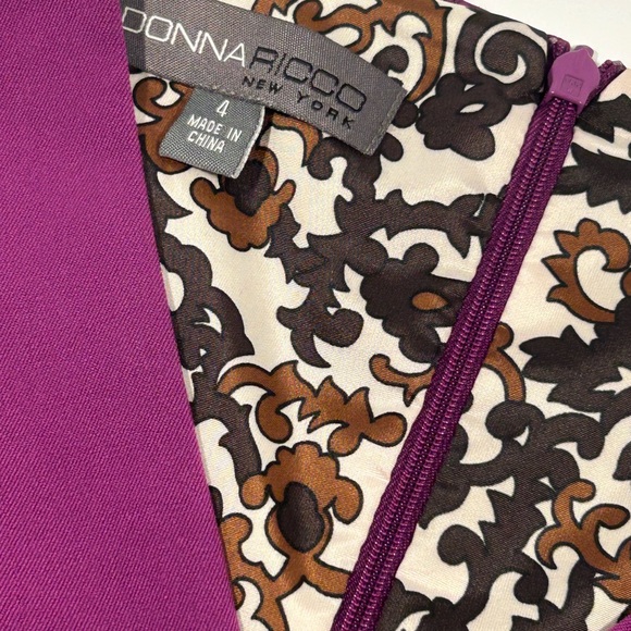 Donna Ricco New York Mulberry Purple Dress Size 4 NWT V-Neck Cocktail Dress - Picture 5 of 12